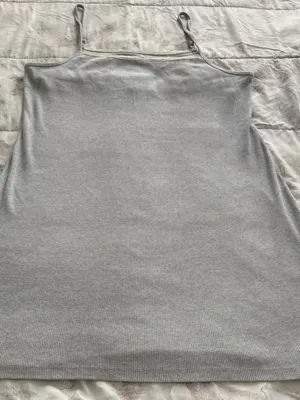 Aerie Lace-Trim Gray ribbed Camisole Slip tank dress, size XL cotton casual thumbnail 9