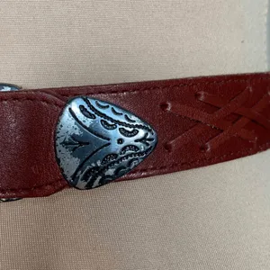 Vintage Latigo Leather Concho Belt Western Cowgirl Rodeo Ranch Brown‎ Size Large thumbnail 3