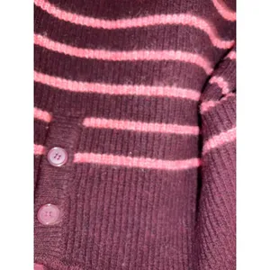 Primark Womens Henley‎ Striped Ribbed Knit Wool Blend Sweater Burgundy Pink L thumbnail 7