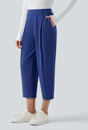 Halara Flex DayStretch High Waisted Cropped Work Pants Blue Medium NWT thumbnail 1