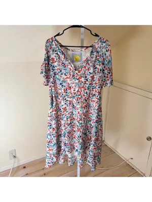 Anthropologie Maeve EUC Women's Watercolor Polka Dot Flutter Sleeve Dress XL thumbnail 3