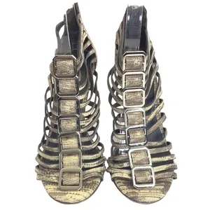 Tory Burch Gladiator Heels Beige Snakeskin Strappy Buckle Stilettos Women's 6.5M thumbnail 4