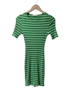 Reformation Jeans Kendy Short Sleeve Knit Sweater Dress Striped Green Small thumbnail 3
