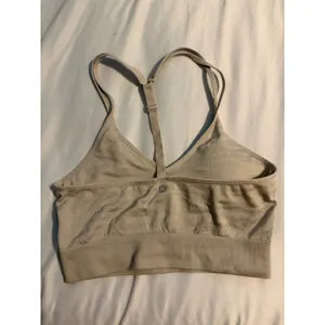 RBX Sports Bra Seamless Camo V-Neck Adjustable Straps Beige Tan Large thumbnail 3