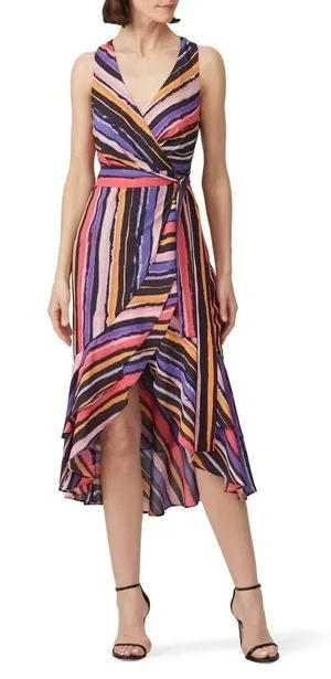 Great Jones Sleeveless Stripe Wrap Dress in Vibrant Orchid Size Small RTR thumbnail 1