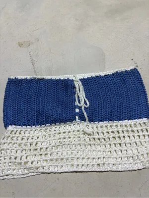Edikted Blue and white Crochet top strapless XS/S thumbnail 2