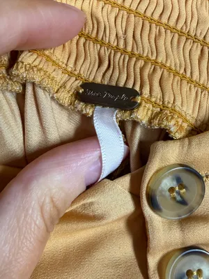Free People‎ Yellow High Rise Pleated Satin Baggy Shorts thumbnail 4