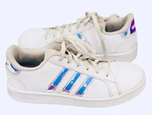 Adidas Holographic White Sneakers Shoes M3 W 4.5 5 Athletic Retro Metallic thumbnail 1