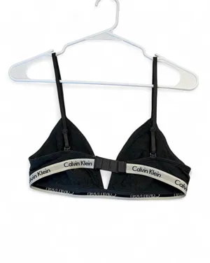 Calvin Klein Modern Cotton Unlined Triangle Bra - Black/White ~Size M thumbnail 3