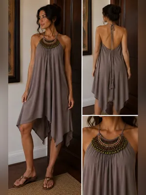 Chelsea & Violet Gray Dress with Beaded Detail Size M thumbnail 2