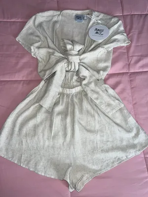 Princess Polly RAGNAR TIE FRONT ROMPER BEIGE - SIZE US 6 thumbnail 5