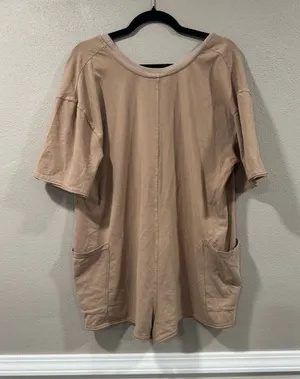 Free People Hot Shot Tee Romper Mocha Latte thumbnail 1