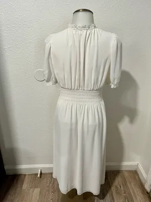Aritzia Wilfred Daughter Dress Button-Up Puff-Sleeve Midi Dress Size XS thumbnail 6