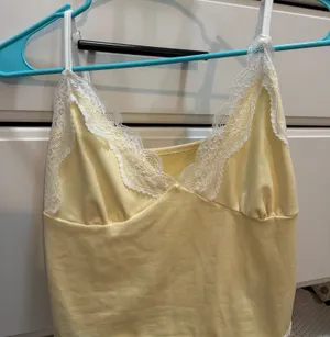 Yellow with lace tank top thumbnail 2