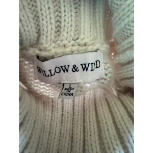 Willow & Wind‎ Women Cream Fringe Turtleneck Chunky Ribbed Knit Sweater Large thumbnail 4