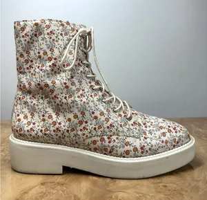 Schutz McKenzie Floral Leather Combat Boots Womens 8B Cream Lace Up Cottagecore thumbnail 1