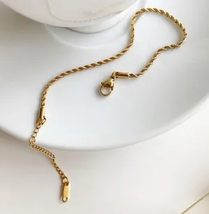 18K Gold 2mm rope bracelet thumbnail 1