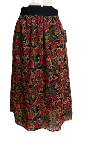 LuLaRoe Shirt Sz XL LOLA Paisley Print Broad Waistband Lined Flowy A-Line thumbnail 1