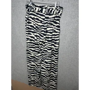 K. Jordan Large‎ Womens Pants Wide Leg Zebra Print Black White Loose Flowy thumbnail 9