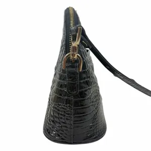 Brahmin Georgina Small Croc Embossed Leather Dome Crossbody Bag Black thumbnail 5