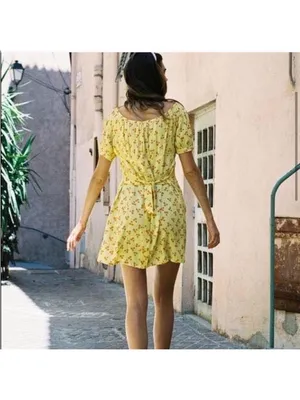With Jéan Loretta Dress in a yellow multi-color print thumbnail 3