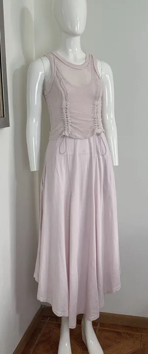 Anthropologie Daily Practice Forward Line Midi Tank Dress in Light Pink Size XXS thumbnail 1
