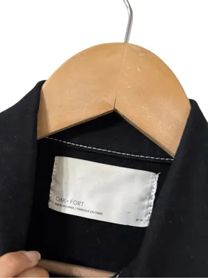 OAK + FORT Black White Contrast Stitch Cropped Cotton Jacket thumbnail 4