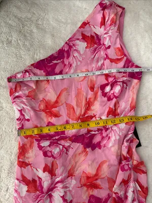 Lulus Divinely Blooming Pink Multi Floral One-Shoulder Midi Dress Size Large NWT thumbnail 7