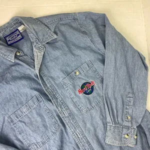Vintage Hard Rock Cafe Dallas Denim Long Sleeve Button Down Shirt thumbnail 3