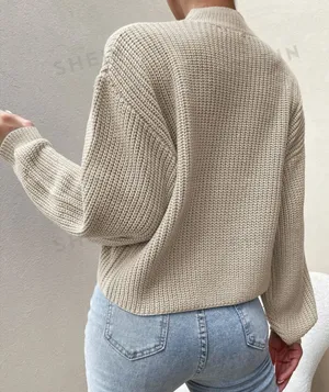 SheIn Mock Neck Drop Shoulder Sweater thumbnail 2