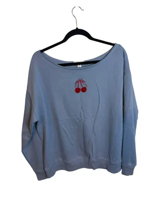 NWT Aeropostale Blue Cherries Off The Shoulder Sweatshirt thumbnail 2