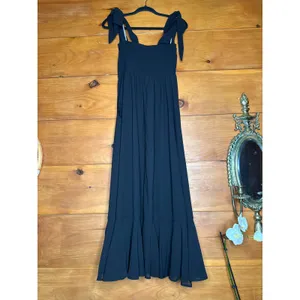 Lulus Summer Invite Black Tie-Strap Tiered Midi Dress Bridesmaid Holiday Small thumbnail 6