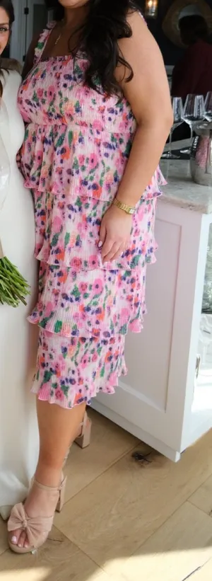 Women's Summer Floral Print Halter A-line Dress Bohemian Cake Dress Pink Dresses thumbnail 1