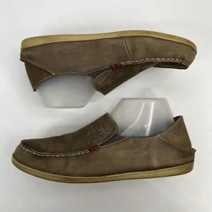 OluKai 9.5 Nohea Nubuck Loafers Taupe Leather Slip On Casual Comfort Shoes Women thumbnail 4
