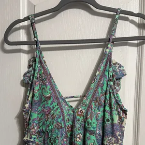 💖 Bella Boheme Green Paisley Enya Maxi Tiered Ruffle Dress Boho Goddess Coastal thumbnail 5