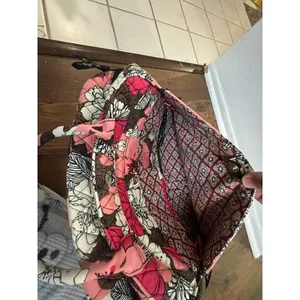 Vera Bradley Mocha Rouge Quilted Laptop Messenger Bag Pink Floral Crossbody thumbnail 5