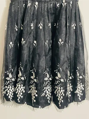 Vintage ABS Allen Swartz Floral Embroidered Chiffon Flare Dress 8 Formal Grunge thumbnail 10