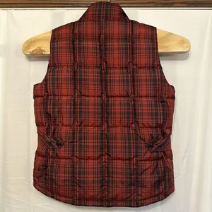 Eddie Bauer Womens Small‎ Puffer Vest Weatheredge Red Plaid Goose Down Full Zip thumbnail 3
