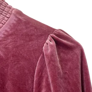 Baltic Born Velvet Smocked Neck Mini Dress Mulberry Long Sleeve Holiday Medium thumbnail 5