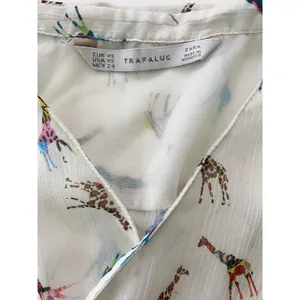 Zara Trafaluc Womens XS White Colorful Giraffe Print Sleeveless‎ Wrap Blouse Top thumbnail 9