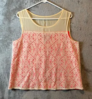 Marc Jacobs Silk Lace Tank Top Sleeveless Blouse Y2K Indie Soft Girl Layering LG thumbnail 1