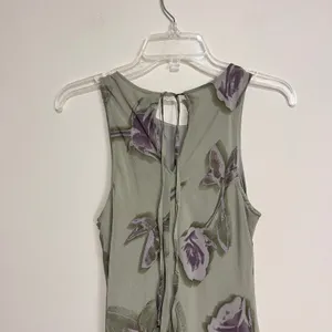 Wild Fable Dress Sleeveless Tank‎ Green Purple Floral Chiffon High Neck Small thumbnail 5