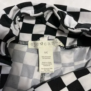 EYE CANDY Black & White Checkered Soft Leggings Gameday Racing Sz S EUC thumbnail 4