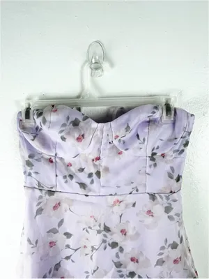 LULUS Chic Preciousness Lavender Floral Organza Strapless Maxi Dress Size Medium thumbnail 5