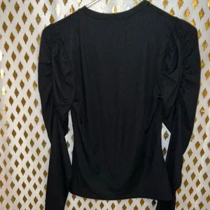 Long sleeve black puffy sleeve shirt top orange kiss size M thumbnail 3