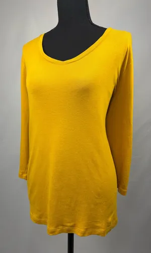 Scoop Neck Long Sleeve Top Mustard Yellow thumbnail 1