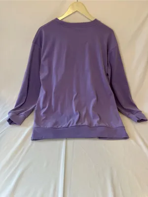 Women's Lavender Crewneck Pullover Sweatshirt Purple Size L thumbnail 3