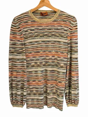 Missoni Womens Wool Striped Pullover Sweater Size S Italian Luxury Designer thumbnail 1