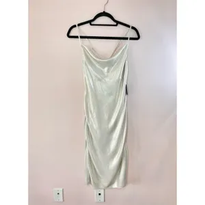 EXPRESS Metallic Cowl Neck Cross Back Midi Slip Dress thumbnail 12