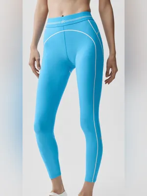ALO Yoga Airbrush High Waist 7/8 Heart Throb Leggings Azure Blue White Size S thumbnail 2